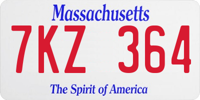 MA license plate 7KZ364