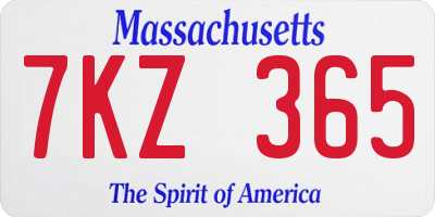 MA license plate 7KZ365