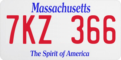 MA license plate 7KZ366
