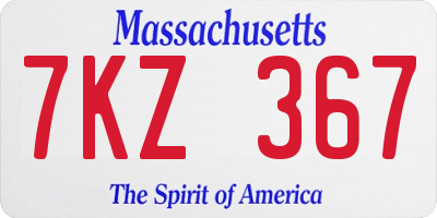 MA license plate 7KZ367