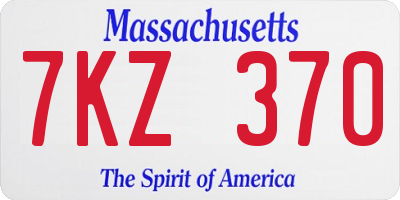 MA license plate 7KZ370