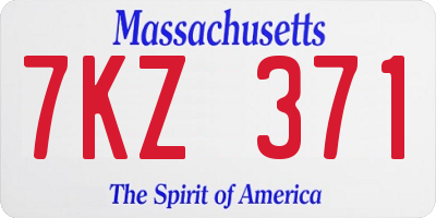 MA license plate 7KZ371