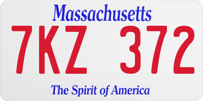 MA license plate 7KZ372