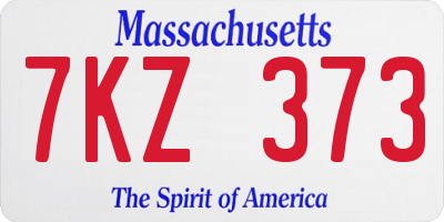 MA license plate 7KZ373