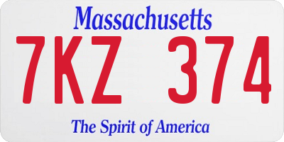 MA license plate 7KZ374
