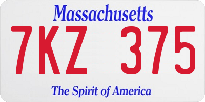 MA license plate 7KZ375