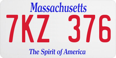 MA license plate 7KZ376