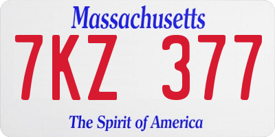 MA license plate 7KZ377