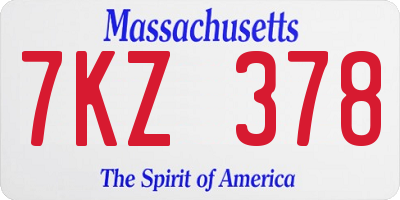 MA license plate 7KZ378