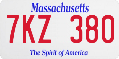 MA license plate 7KZ380