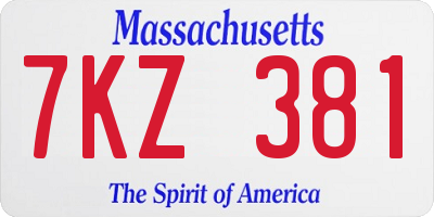 MA license plate 7KZ381