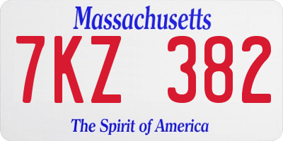 MA license plate 7KZ382