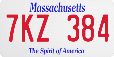 MA license plate 7KZ384