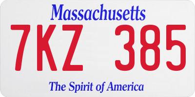 MA license plate 7KZ385