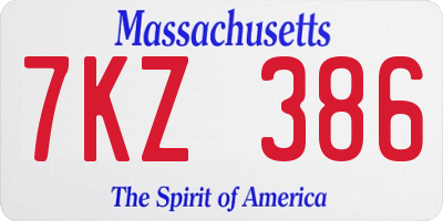 MA license plate 7KZ386
