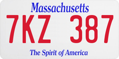 MA license plate 7KZ387