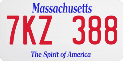MA license plate 7KZ388