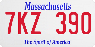 MA license plate 7KZ390