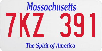 MA license plate 7KZ391