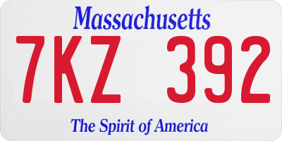 MA license plate 7KZ392