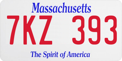 MA license plate 7KZ393