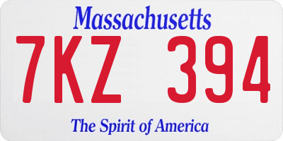 MA license plate 7KZ394