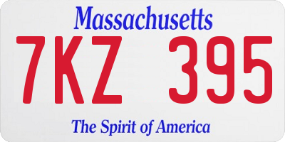 MA license plate 7KZ395