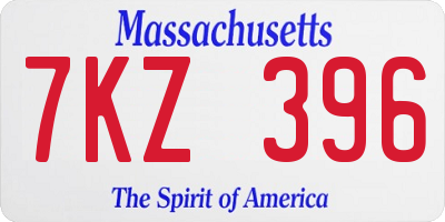 MA license plate 7KZ396