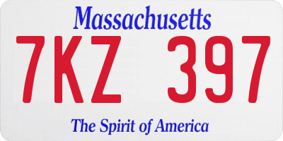 MA license plate 7KZ397