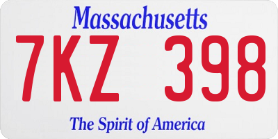 MA license plate 7KZ398