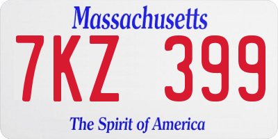 MA license plate 7KZ399