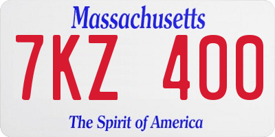MA license plate 7KZ400