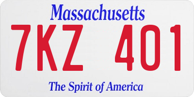 MA license plate 7KZ401