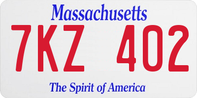 MA license plate 7KZ402