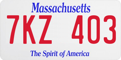 MA license plate 7KZ403