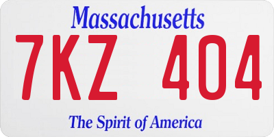 MA license plate 7KZ404