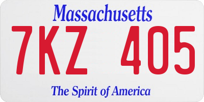 MA license plate 7KZ405