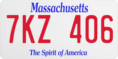 MA license plate 7KZ406
