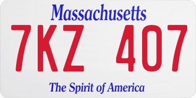 MA license plate 7KZ407