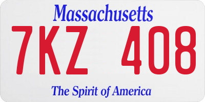 MA license plate 7KZ408