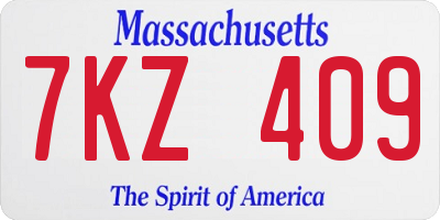 MA license plate 7KZ409