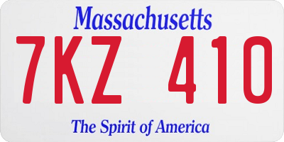 MA license plate 7KZ410