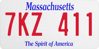 MA license plate 7KZ411