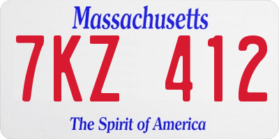 MA license plate 7KZ412