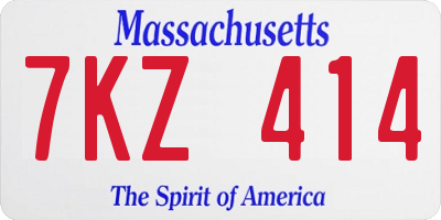 MA license plate 7KZ414