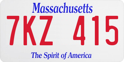MA license plate 7KZ415