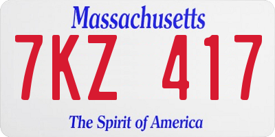 MA license plate 7KZ417