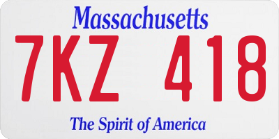 MA license plate 7KZ418