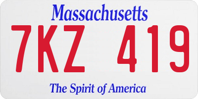 MA license plate 7KZ419