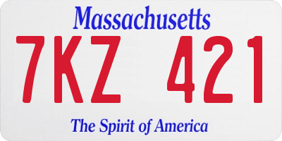 MA license plate 7KZ421